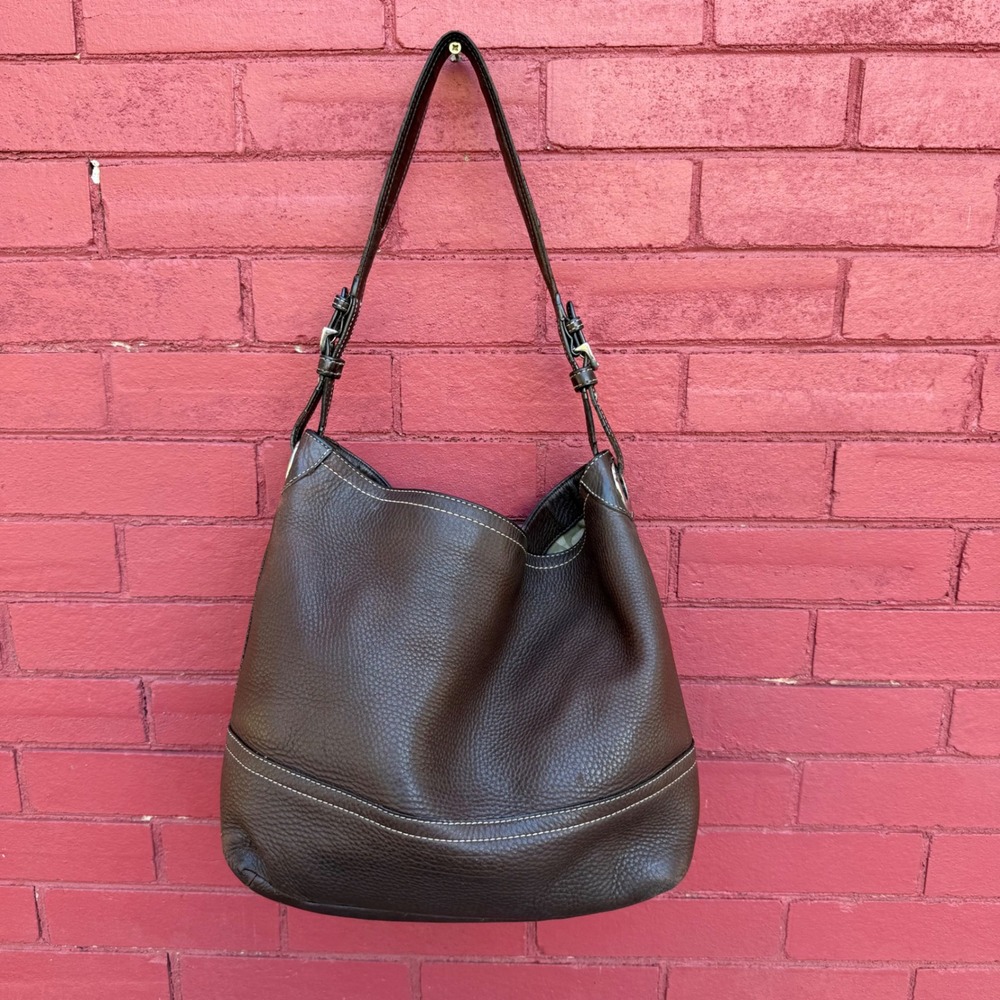 Vintage Coach Brown Pebbled Leather Hobo Shoulder Bag 10741